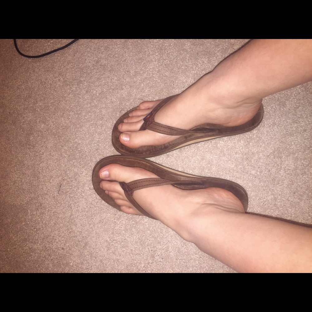 Rainbow flip flops